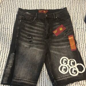 Project capri Distressed Black Denim Shorts